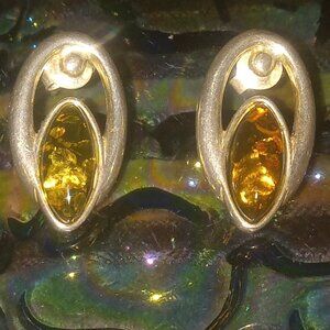 Sterling Sterling 925 Baltic amber earrings  Makers mark AP